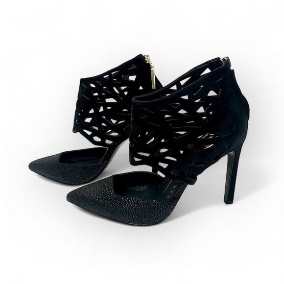 Dolce Vita Women's Kayden Pumps Size 6.5 Black Nubuck Leather Cutout Heels - Picture 12 of 12